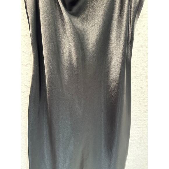 Bebe Black Satin Cowl Neck Slip Dress – Y2K Coquette Medium Whimsigoth Fairygoth - Picture 3 of 11